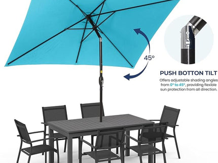 Rectangular Patio Umbrella With Crank Tilt, Polyester UV-Resistant Canopy