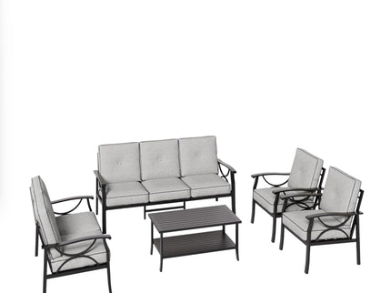 Patio Furniture Set & Coffee Table And Cushions For Backyard
