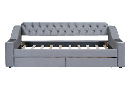 Upholstered Daybed With Storage Armrests And USB Port
