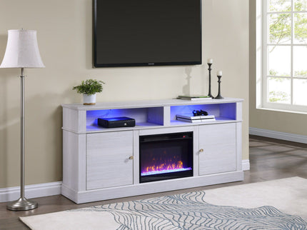 Terra - TV Stand Console With Fireplace - White Walnut