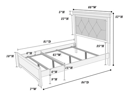 Tufted Headboard Bed With LED Lighting