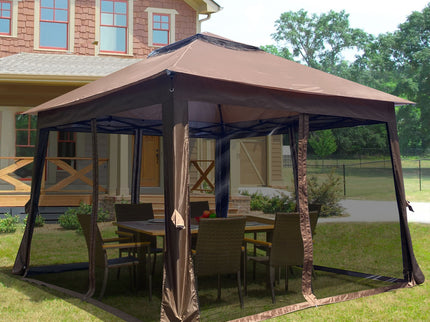 Outdoor Pop Up Gazebo Canopy With 2 Tier Soft Top And Removable Zipper Netting