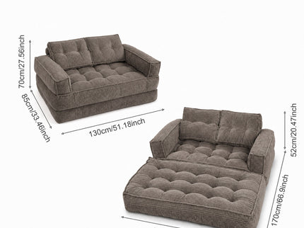 2 Seater Modular Corduroy Sofa With Chaise Lounge For Living Room