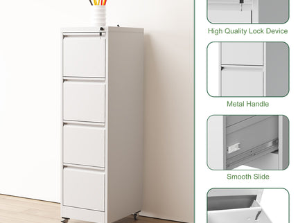 Drawer Metal Locking Vertical File Cabinet With Wheels Heavy Duty Lockable Storage