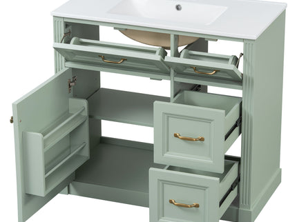 Modern Bathroom Vanity With Sink, 4 Drawers, Soft-Close Door, Adjustable Shelf