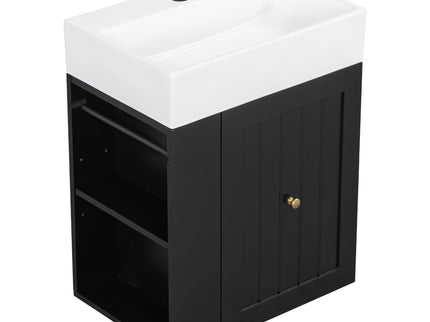 Modern Bathroom Vanity With Sink, Storage Cabinet, Drawer & Side Shelf