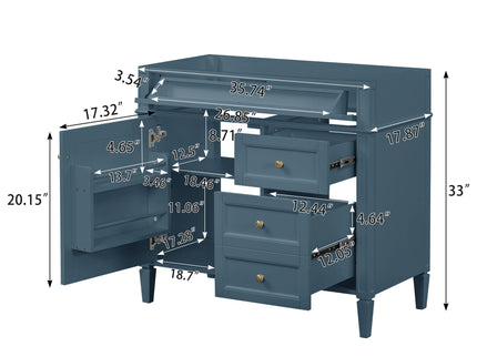 Bathroom Vanity With 2 Drawers And Tip-Out Drawer, Storage Cabinet