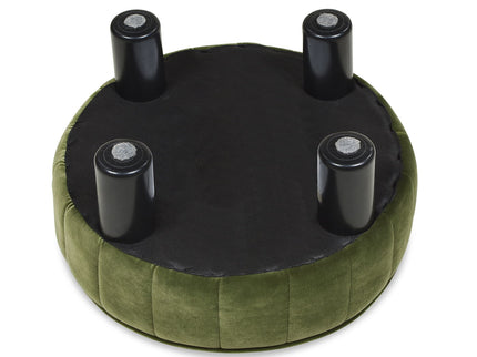Riley - Round Footstool Ottoman - Olive Green