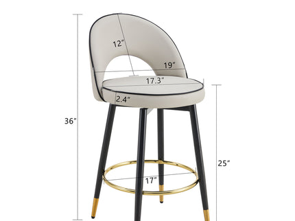 Modern Upholstered 360° Rotatable Bar Chair With Metal Legs For Dining Room (Set of 2)