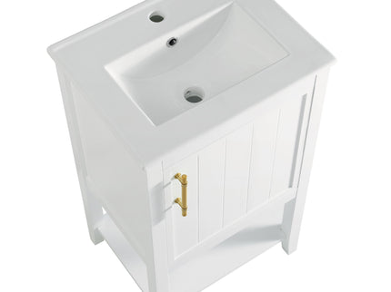 Modern Bathroom Vanity With Sink, Soft-Closing Door And Open Shelf