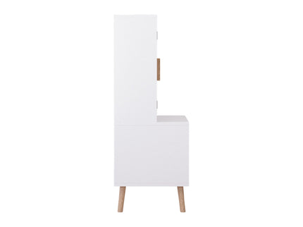 Toy Storage Cabinet With Doors And Open Shelf, Toddler Bookshelf For Playroom - White