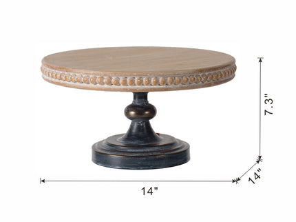 Wooden Display Stand With Beaded Trim - Black Brown