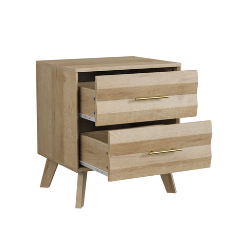 Medieval Double Drawer Bedside Table