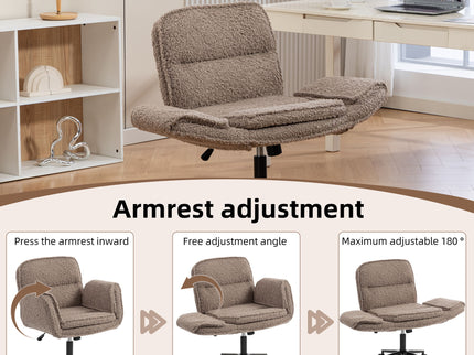 Criss Cross Swivel Desk Chair With Adjustable Armrests & Wheels For Home Office