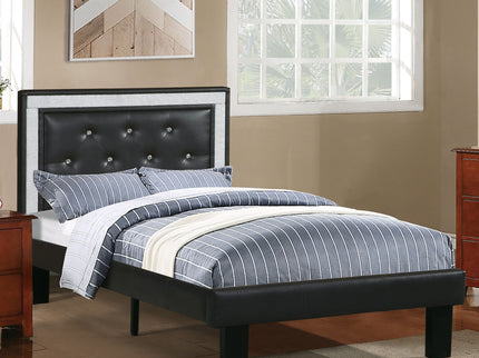Glamours Style Bed With Diamond Tufted Padded Headboard