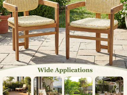Outdoor Accent Armchairs For Patio (Set of 2) - Natural / Teak