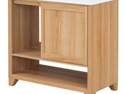 36" Bathroom Vanity With Sink, Soft Close Drawers - Natural
