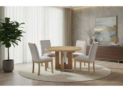 Darnell - Dining Table With Pedestal Base, Round Shape - Natural