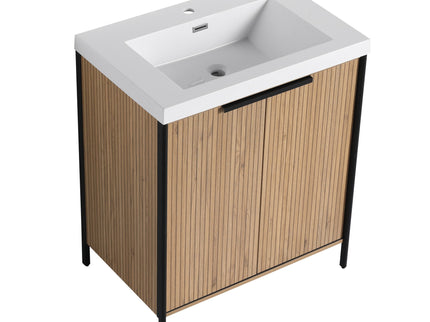 Modern Freestanding Bathroom Vanity With Resin Sink & Soft Close Cabinet Doors