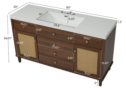 Bathroom Vanity With Sink, 5 Legs, Soft Close Drawers