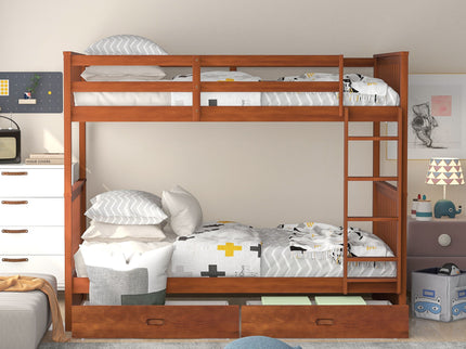 Bunk Bed With Ladders And 2 Storage Drawers
