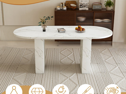 Oval Dining Table With Wood Strip Base