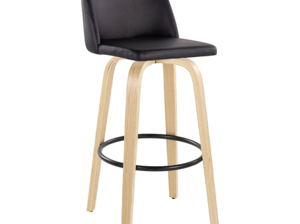 Toriano - Contemporary Fixed Height Barstool Swivel And Round Footrest (Set of 2)