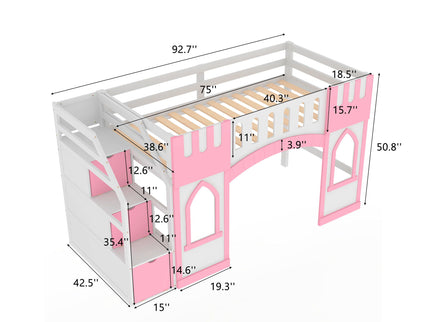 Loft Bed With Storage Staircase And Windows