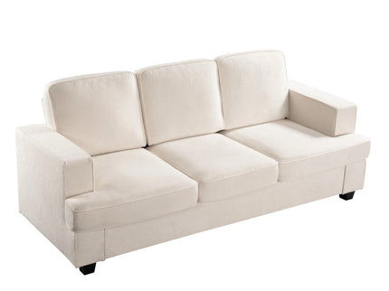 Modern Sofa, Comfortable 3 Seater Couch With Deep Seating, Loose Back Cushions, Wide Arms