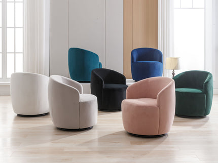 Swivel Accent Armchair Barrel Chair With Powder Coating Metal Ring