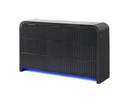 Beverly - Dresser With LED Light, Edge Pulls - White / Black