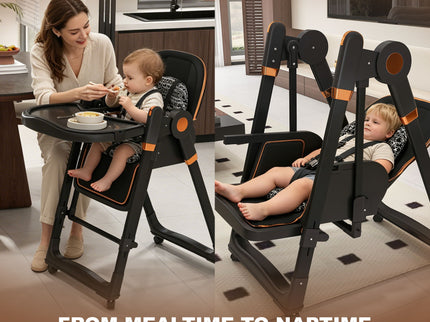 Convertible Baby High Chair To Rocker With 5 Point Harness