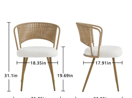 Dining Chairs With Wing Back Design For Kitchen (Set of 2) - Beige / Brown