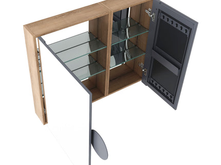 33.56" Wall Mounted Bathroom Cabinet With Adjustable Shelves - Imitative Oak