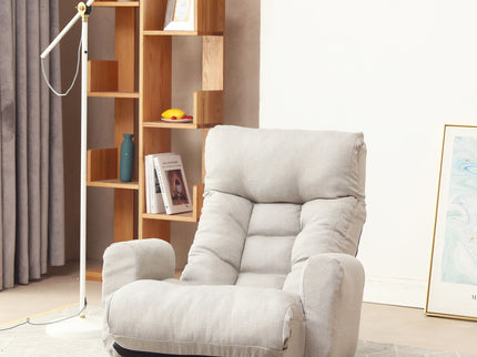 Modern With Metal Frame Swivel Game Lounge Chair With Adjustable Headrest And Waist Support, 360 Degree Rotatable Leisure Chair For Living Room - Gray