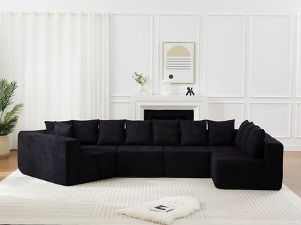 L - Shaped Modular Sofa With Deep Seat And 11 Pillows
