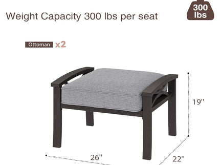 Modern All-Weather Ottomans With Cushions (Set of 2)