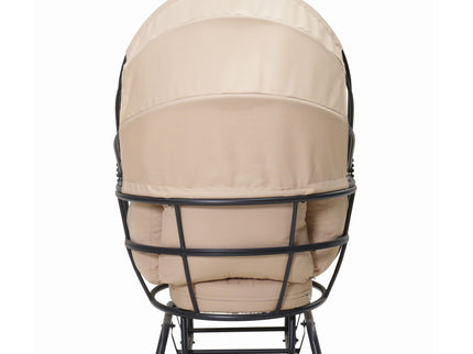 Egg Chair With Cushion And Retractable Canopy - Black / Taupe