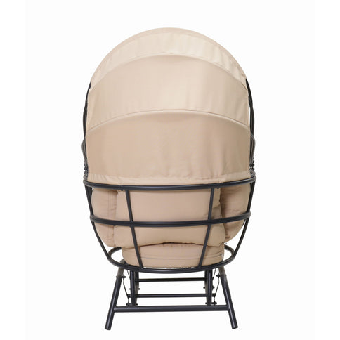 Egg Chair With Cushion And Retractable Canopy - Black / Taupe