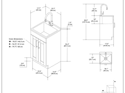 Modern Shaker All-In-One Laundry Utility Sink And Cabinet With Pull-Out Faucet