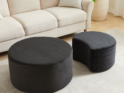 Modern Upholstered Round Coffee Table For Living Room (Set of 2)
