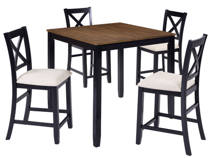 5 Piece Counter Height Dining Table Set With 4 Chairs