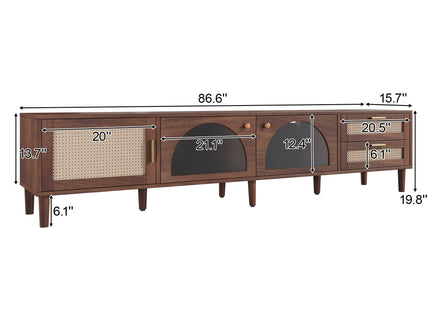TV Stand For TVs Up To 90", Media Console With App Controlled LED Lights, 2 Drawers & Door Storage - Dark Brown