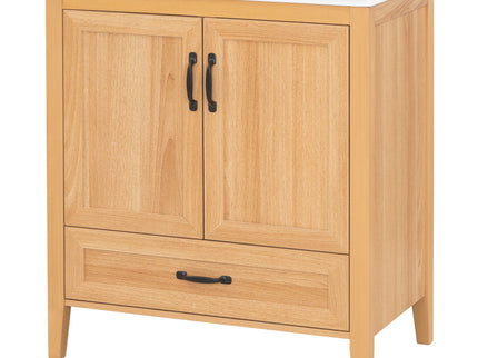 Elegant Fluted Bathroom Vanity With Sink, Soft Close Doors & Drawer