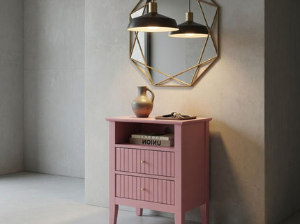 Fluted Nightstand With 2 Drawers