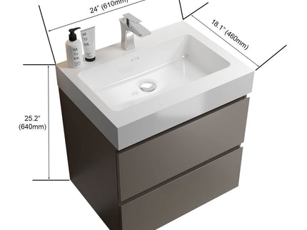 Alice - Bathroom Vanity With Sink, Large Storage Wall Mounted Floating Bathroom Vanity For Modern Bathroom, One-Piece Sink Basin Without Drain And Faucet