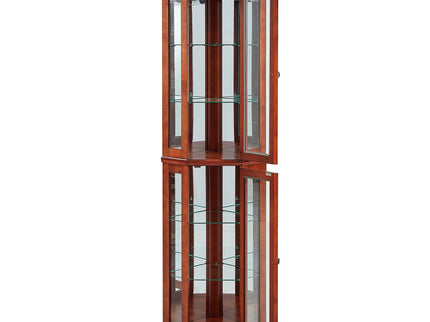 Corner Curio Cabinet With Lights, Adjustable Tempered Glass Shelves, Mirrored Back, Display Cabinet (E26 Light Bulb Not Included)