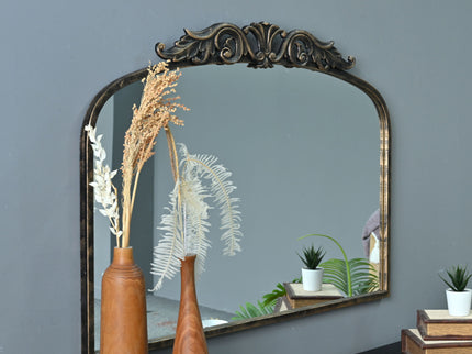 Handmade Arched Mirror, Ornate Baroque For Entryway - Antique Bronze