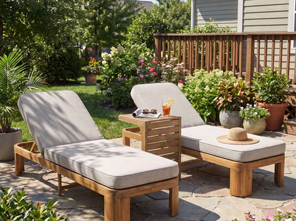 Outdoor Chaise Lounge Set With Side Table, 5 Position Adjustable Patio Recliner