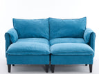 Light Blue / 2 Seater Sectional Sofa, 2 Ottomans